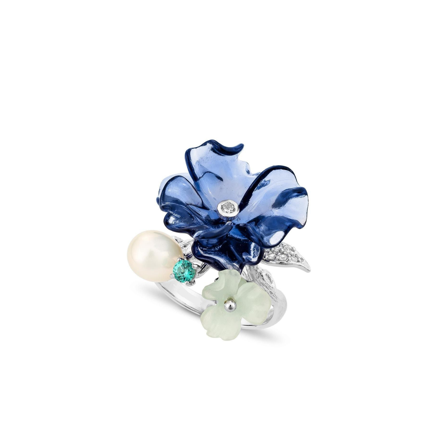 BLUE FLOWER CLUSTER RING