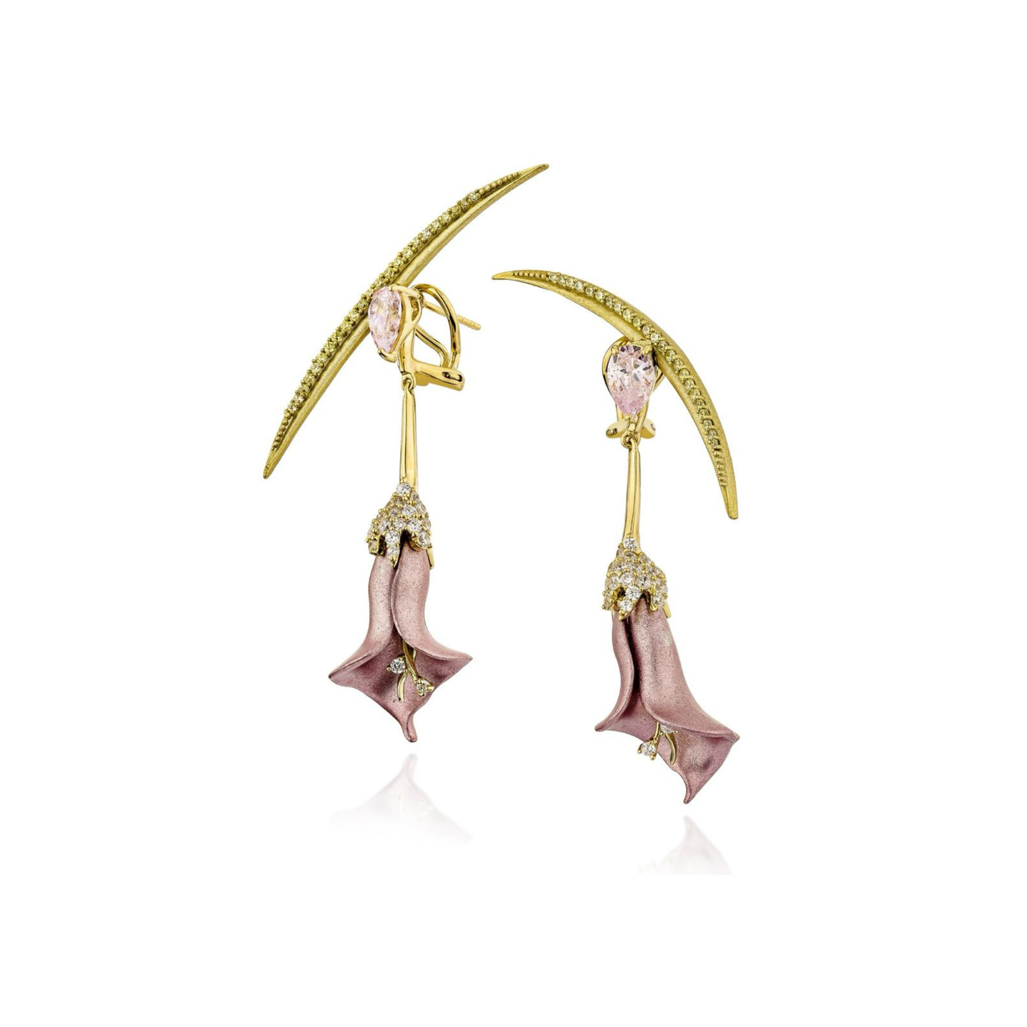 ALUMINIUM PINK LONG LILY EARRINGS