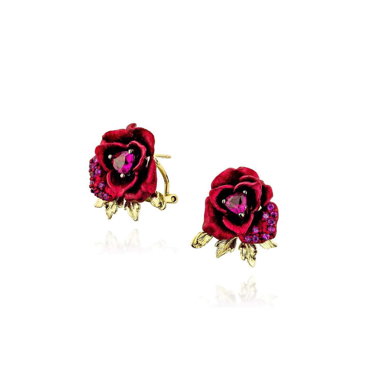 ALUMINIUM RED ROSE EARRINGS