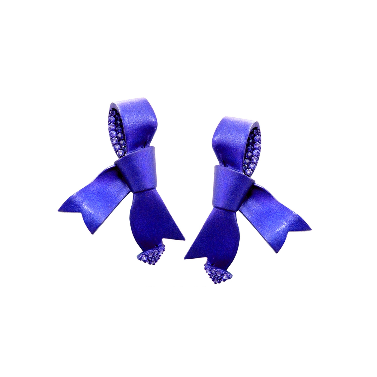 BLUE VELVET BOW EARRINGS