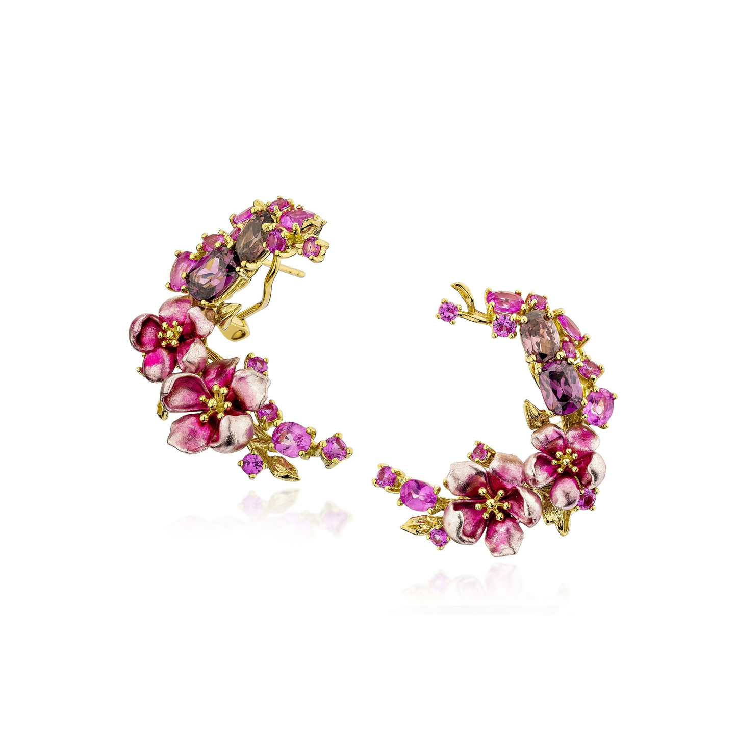 OMBRE FLORAL CRESCENT EARRINGS