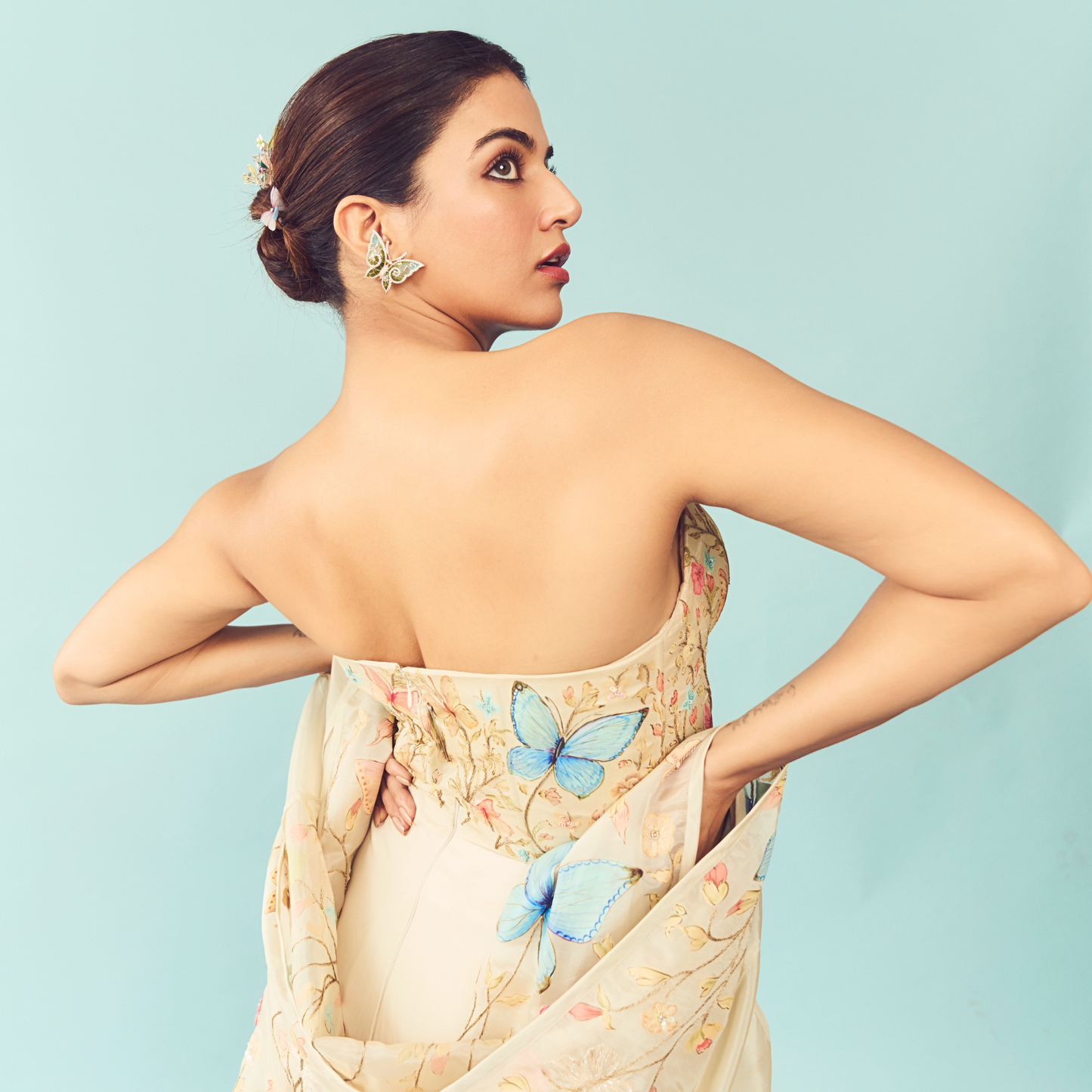 EMERALD ENAMEL BUTTERFLY EARRINGS