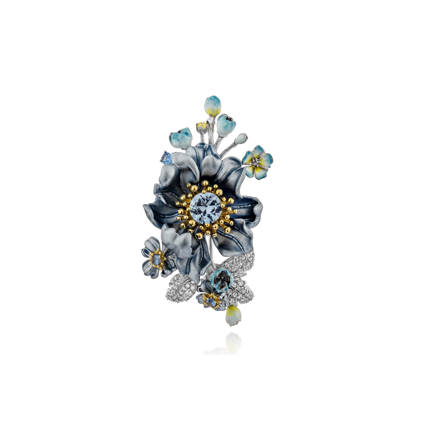 BLUE BLOSSOM BROOCH CUM PENDANT