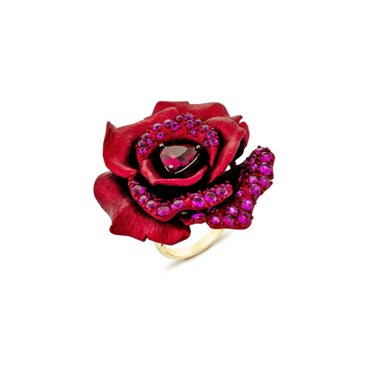 ALUMINIUM RED ROSE RING