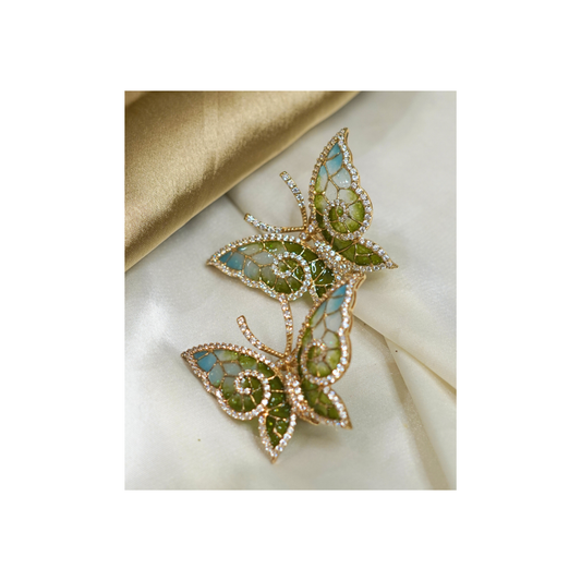 EMERALD ENAMEL BUTTERFLY EARRINGS