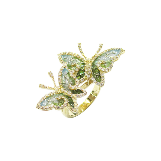EMERALD ENAMEL BUTTERFLY RING