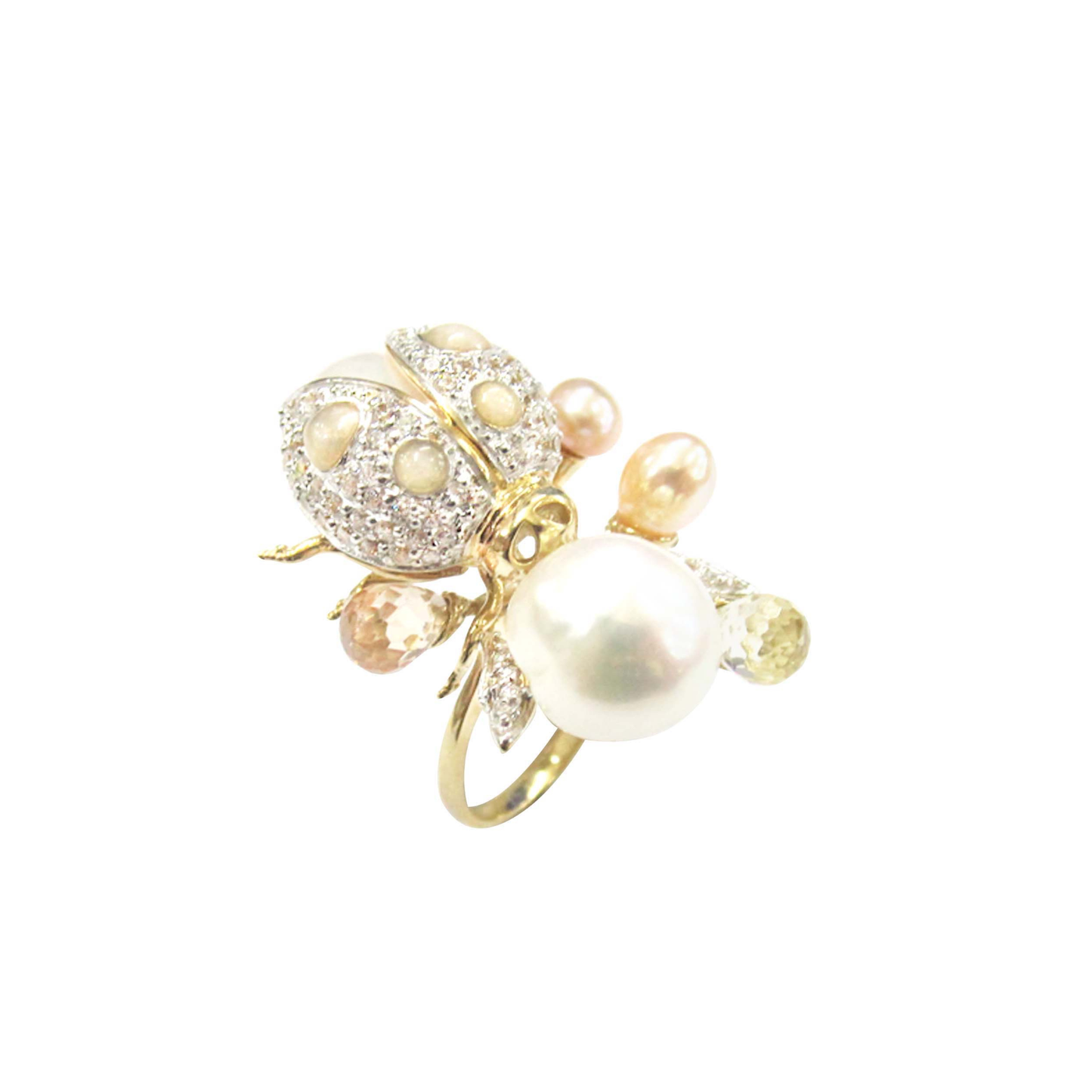 LADYBUG PEARL COCKTAIL RING