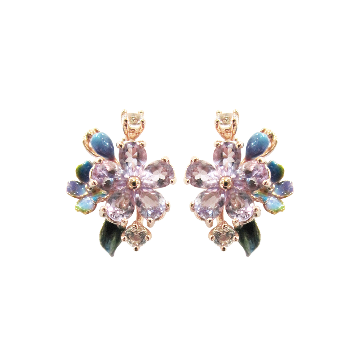 AMETHYST BLOSSOM & ENAMEL EARRINGS