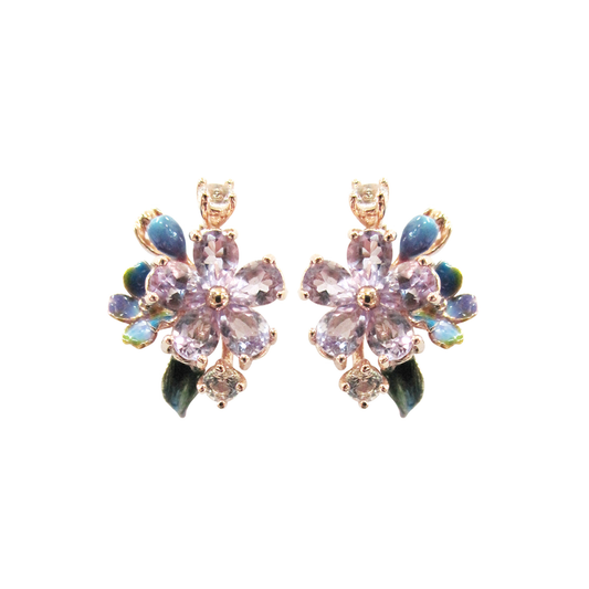 AMETHYST BLOSSOM & ENAMEL EARRINGS