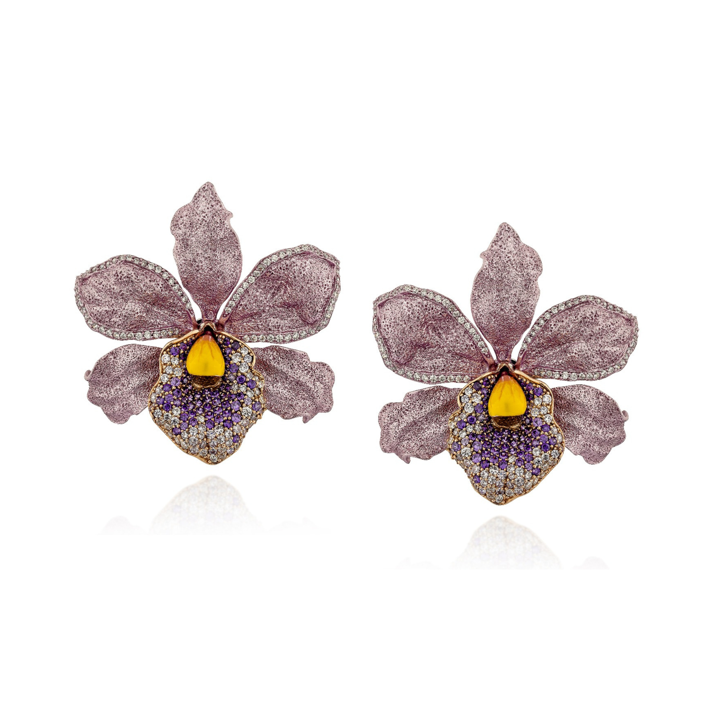 LAVENDER PAVE ORCHID EARRINGS