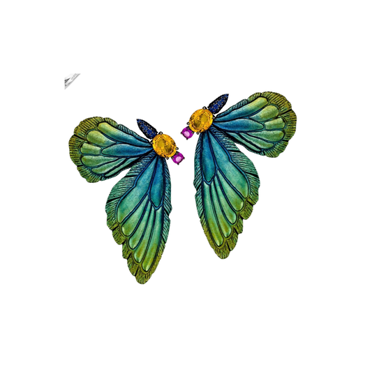OMBRE GREEN HALF BUTTERFLY EARRINGS
