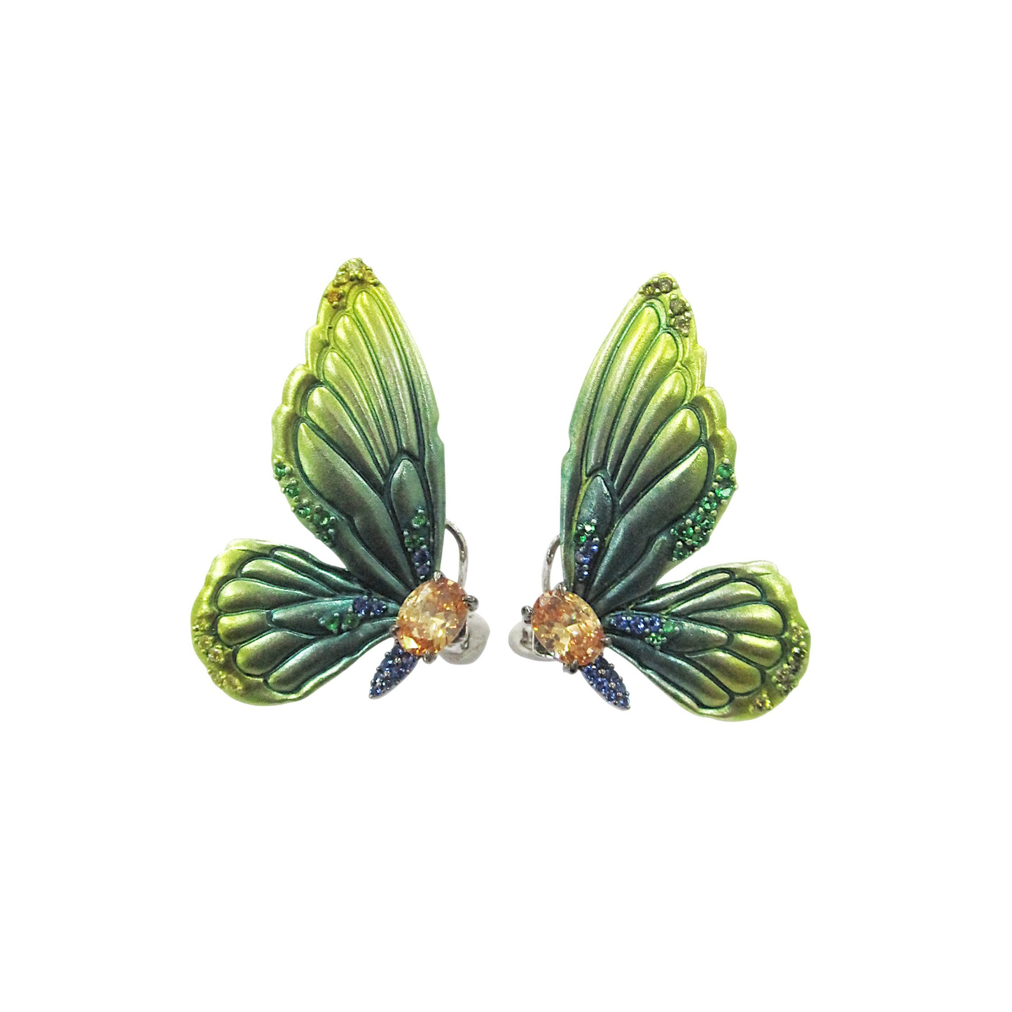 OMBRE GREEN HALF BUTTERFLY EARRINGS