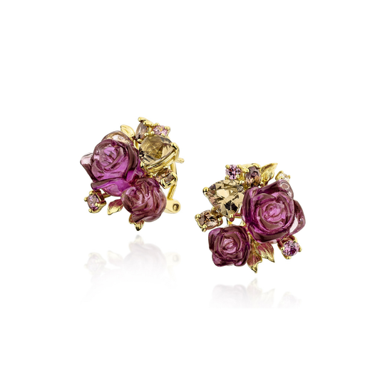 AMETHYST ROSE CLUSTER EARRINGS