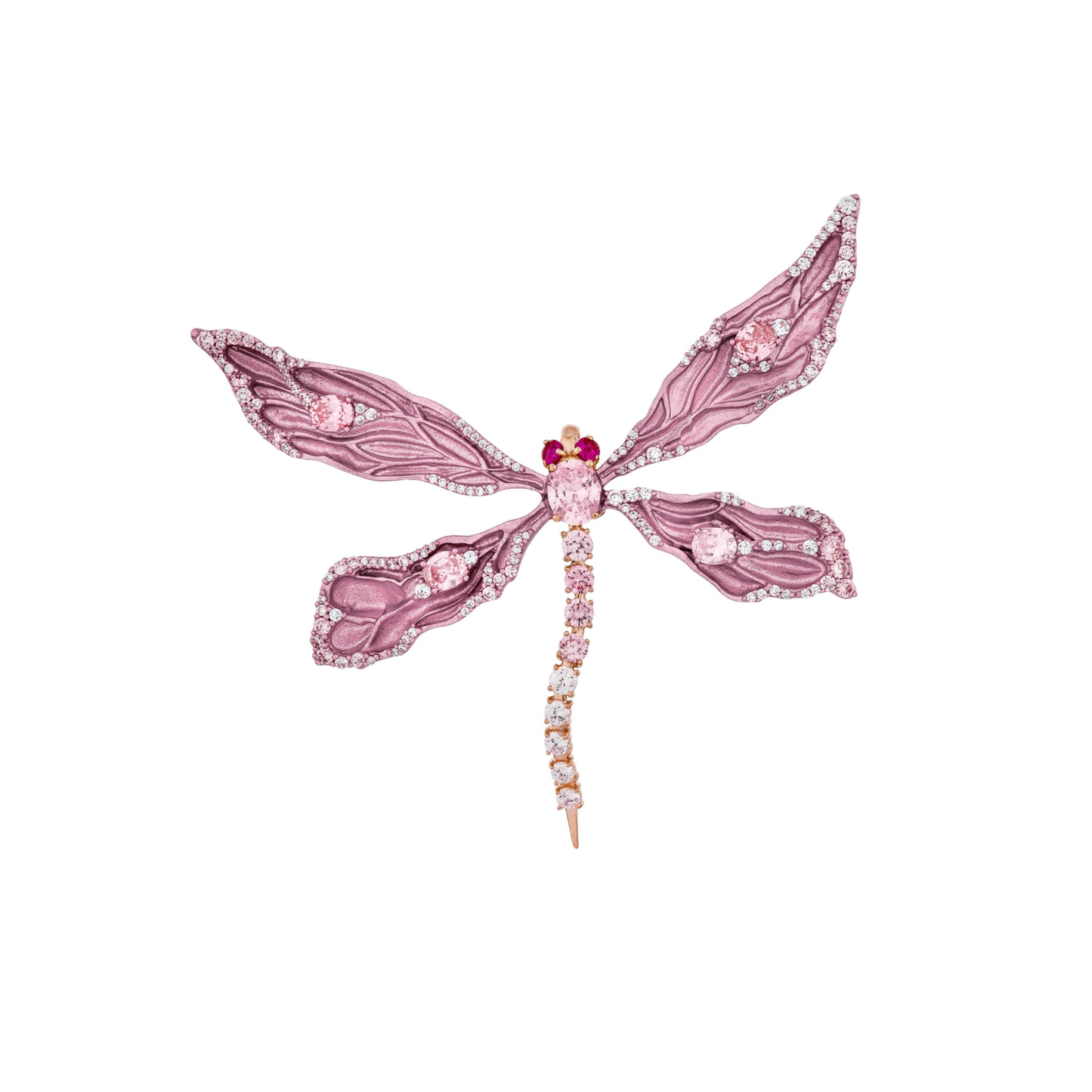 PINK ALUMINIUM DRAGONFLY BROOCH CUM PENDANT