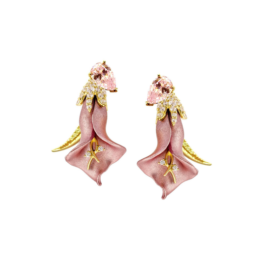 ALUMINIUM PINK LILY EARRINGS