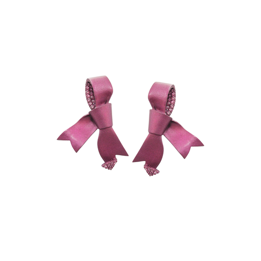 PINK VELVET BOW EARRINGS