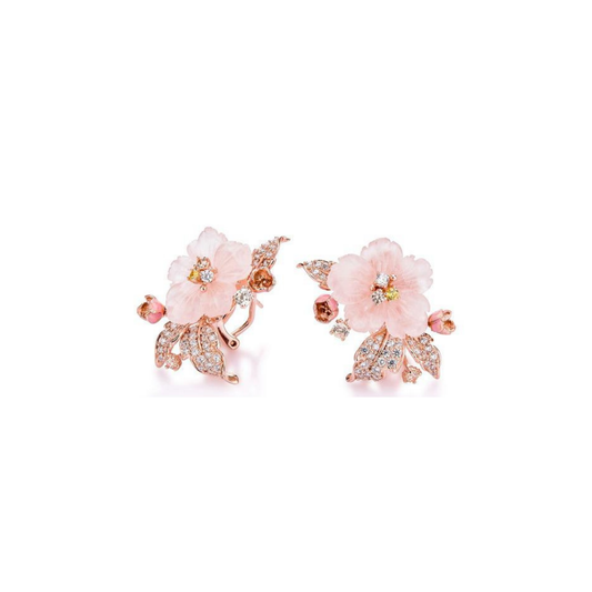 ROSE QUARTZ FLORAL CLUSTER EARRINGS