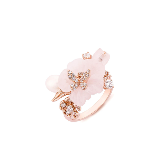 ROSE QUARTZ PEARL RING