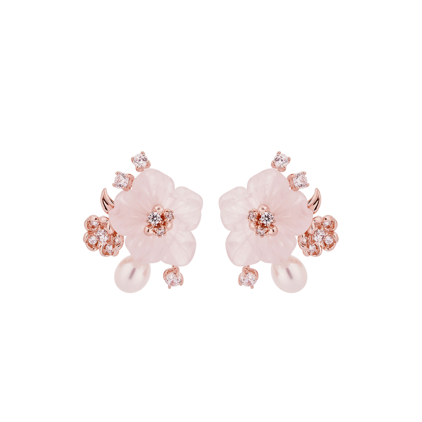 ROSE QAURTZ BLOSSOM EARRINGS