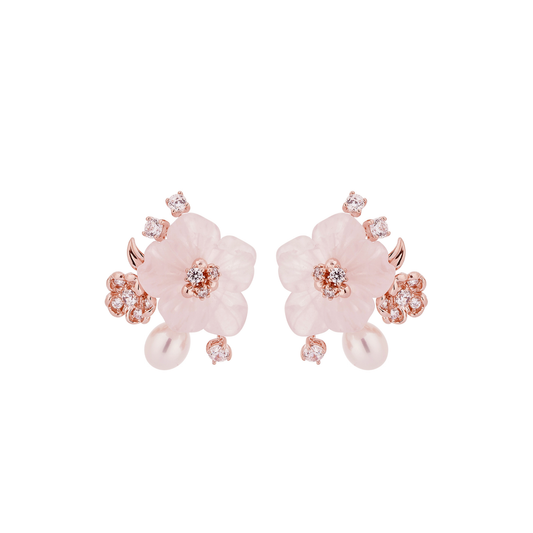 ROSE QAURTZ BLOSSOM EARRINGS