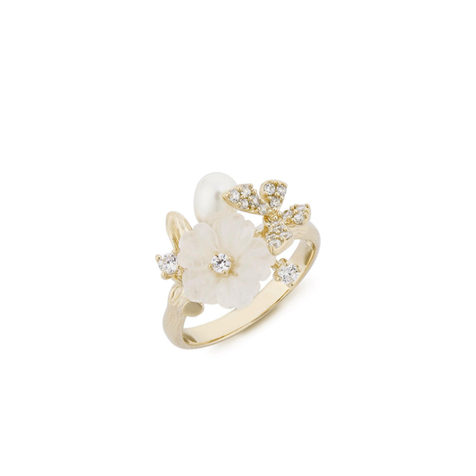 ROSE QUARTZ & BUTTERFLY RING