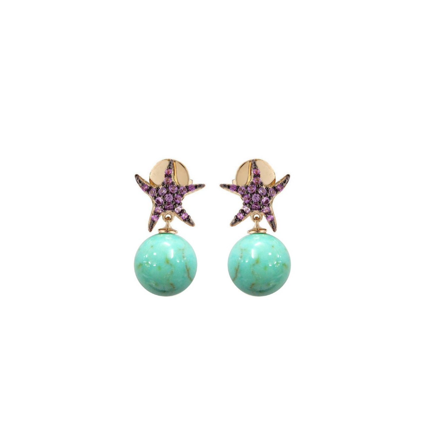 STARFISH & TURQUOISE DROP EARRINGS