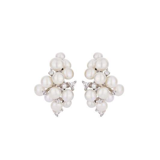 WHITE CLUSTER PEARL EARRINGS