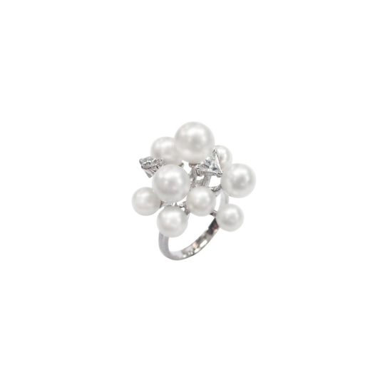 WHITE CLUSTER PEARL RING